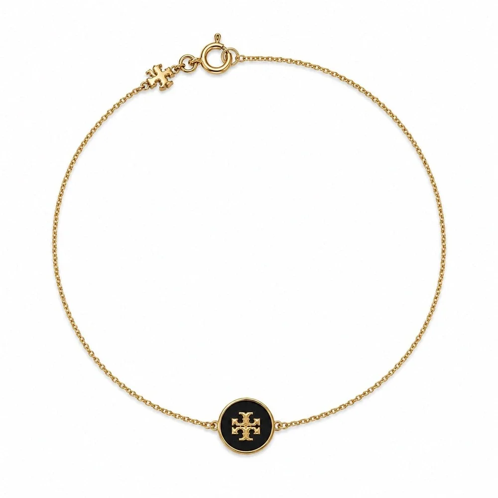 NWT Tory Burch Kira Logo Colored Disc Chain Bracelet / Dustbag Included/$98 MSRP